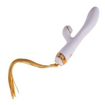 Вибратор-кролик с пульсацией и флоггером LOCKINK SEVANDA Whip Vibrating Massage Wand, бело-золотой SX0904 фото