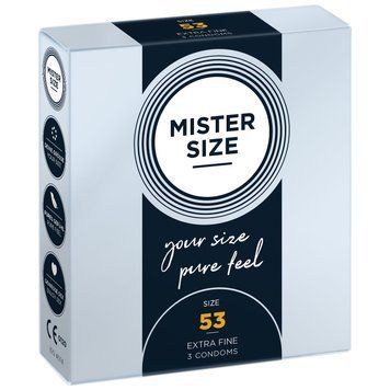 Розпродаж!!! Презервативи Mister Size - pure feel - 53 (3 шт) (термін 05.2026) SO8034-R фото