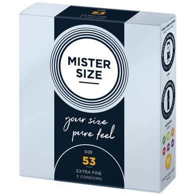 Розпродаж!!! Презервативи Mister Size - pure feel - 53 (3 шт) (термін 05.2026) SO8034-R фото