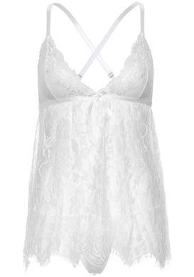 Сорочка беби-долл Leg Avenue Floral lace babydoll & string White M, стринги SO9173 фото