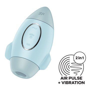 Вакуумный стимулятор с вибрацией Satisfyer Mission Control Blue, 2 независимых мотора SO8969 фото