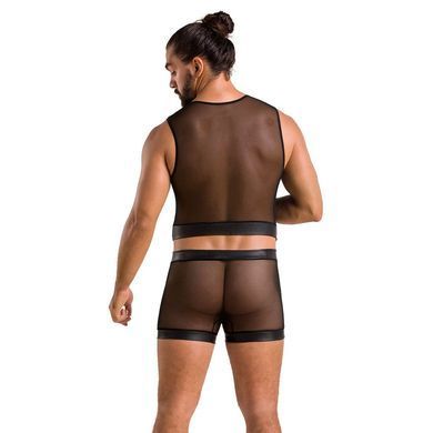 Комплект мужского белья на шнуровке Passion 053 SET WILLIAM S/M Black, жилет, боксеры SO7628 фото
