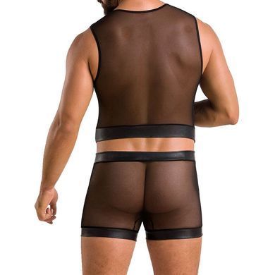 Комплект мужского белья на шнуровке Passion 053 SET WILLIAM S/M Black, жилет, боксеры SO7628 фото