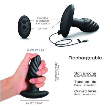 Анальная пробка с вибрацией и жемчужным массажем Dorcel Spin Plug, макс. диам. 3,8 см, пульт ДУ SO9019 фото