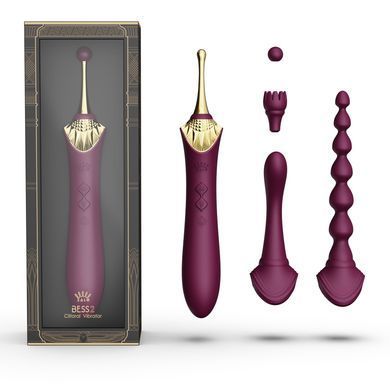 Мультифункциональный вибратор Zalo &mdash; Bess 2 Velvet Purple, 4 насадки, подогрев SO8237 фото