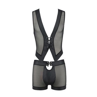 Комплект мужского белья на шнуровке Passion 053 SET WILLIAM S/M Black, жилет, боксеры SO7628 фото