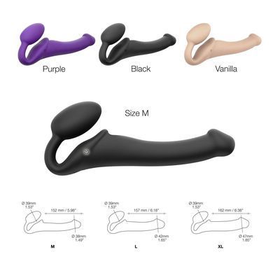 Безремневой страпон с вибрацией Strap-On-Me Vibrating Violet M диаметр 3,8 см, пульт ДУ, регулируемый SO3825 фото