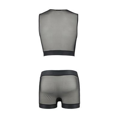 Комплект мужского белья на шнуровке Passion 053 SET WILLIAM S/M Black, жилет, боксеры SO7628 фото