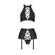 Комплект з еко-шкіри імітація шнурівки Passion NANCY SET XXL/XXXL black топ трусики пояс для панчіх SO5375 фото 3