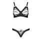 Комплект з екошкіри Passion CELINE BIKINI S/M black відкритий бра зі стрічками, стрінги зі шнурівкою SO6401 фото 3