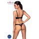 Комплект з екошкіри Passion CELINE BIKINI S/M black відкритий бра зі стрічками, стрінги зі шнурівкою SO6401 фото 2