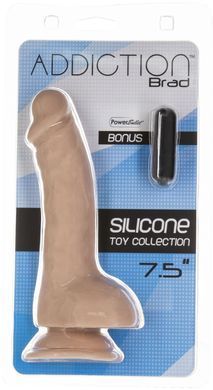 Изогнутый фаллоимитатор на присоске ADDICTION &mdash; BRAD 7,5&Prime; Dildo With Balls, Beige SO5584 фото