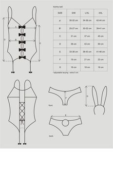 Эротический костюм зайки Obsessive Bunny suit 4 pcs costume pink S/M, розовый, топ с подвязками, тру SO7254 фото