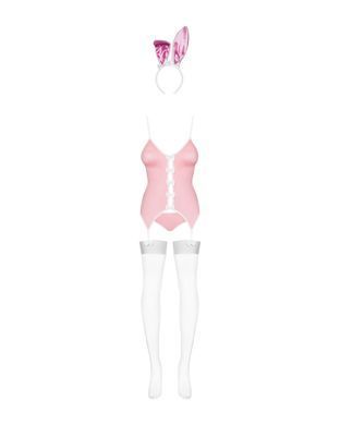Эротический костюм зайки Obsessive Bunny suit 4 pcs costume pink S/M, розовый, топ с подвязками, тру SO7254 фото