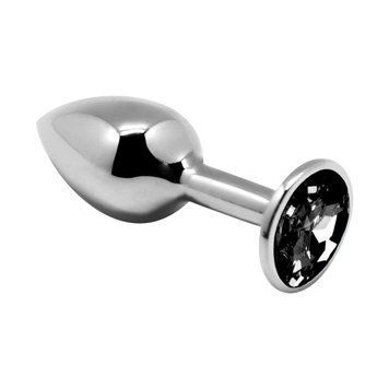 Металлическая анальная пробка с кристаллом Alive Mini Metal Butt Plug Black L SO6006 фото