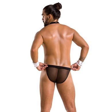 Комплект эротического мужского белья Passion 036 ALFRED L/XL Black, трусы, воротник, манжеты SO7579 фото