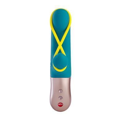 Мини вибратор-кролик со стимулирующей лентой Fun Factory AMORINO petrol/neon yellow, лента съемная SX0947 фото