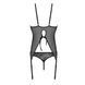 Корсет із пажами, трусики з ажурним декором та відкритим кроком Passion URSULA CORSET S/M, black SO5836 фото 5