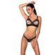 Комплект Passion CELINE BIKINI 2XL/3XL black открытый бра с лентами стринги со шнуровкой, экокожа SO6402 фото 1