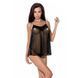 Сорочка прозрачная беби долл Passion MELANIA CHEMISE S/M, black, трусики, на тонких бретелях EL16305 фото 1
