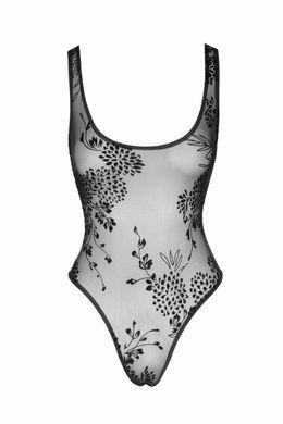 Боді Noir Handmade F242 Tulle body with patterned flock embroidery, S SX0151 фото