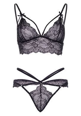 Эротический комплект со стрепами и стразами Leg Avenue Ready Or Not S Black, бра + стринги SO8005 фото