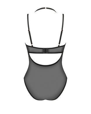 Прозоре боді Obsessive Selinne teddy M/L Black, дрібна сітка, подвійні бретелі SO8665 фото