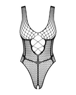 Бодистокинг из крупной сетки с доступом Obsessive B117 teddy S/M/L, черный SO7205 фото