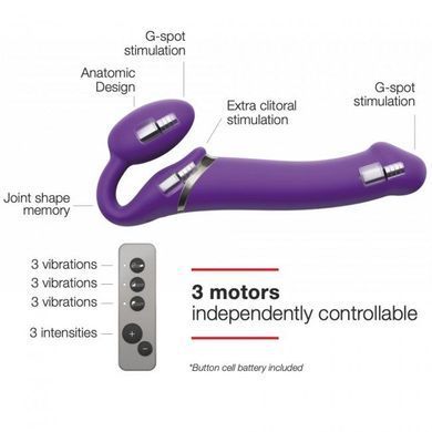 Безремневой страпон с вибрацией Strap-On-Me Vibrating Violet XL, диам. 4,7см, пульт ДУ, регулируемый SO3827 фото