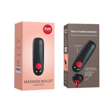 Вибропуля Fun Factory Massage BULLET, черная, диаметр 2,5 см, 3 скорости, 3 рисунка вибрации SX0948 фото