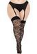 Чулки Leg Avenue Wild rose net thigh highs, 1X/2X, черные, широкая резинка, рисунок-розы SX1043 фото 3