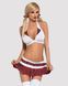 Эротический костюм школьницы с мини-юбкой Obsessive Schooly 5pcs costume L/XL, бело-красный, топ, юб SO7305 фото 1