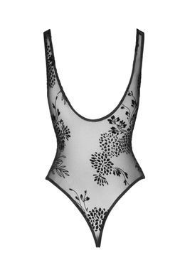 Боді Noir Handmade F242 Tulle body with patterned flock embroidery, M SX0152 фото