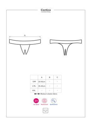 Кружевные танга с доступом Obsessive Contica crothchles thong S/M, черные SO7256 фото