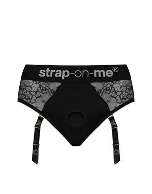 Кружевные трусы для страпона с подвязками для чулок Strap-On-Me DIVA HARNESS - S SO5096 фото
