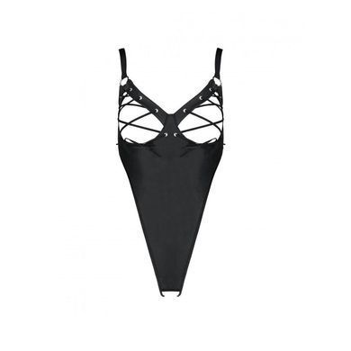 Боди из экокожи Passion CELINE BODY S/M, black, с доступом, открытый SO6404 фото