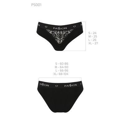 Трусики с широкой резинкой и кружевом Passion PS001 PANTIES S, black SO4161 фото