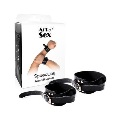Чоловічі шкіряні наручники Art of Sex - Man Handcuffs Speedway XS-M, колір чорний SX0512 фото