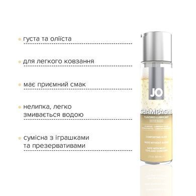 Смазка на водной основе JO Champagne (60 мл), без сахара, растительный глицерин SO7023 фото