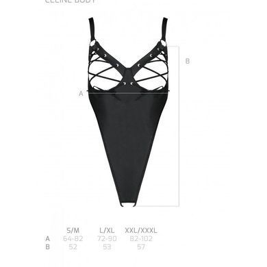 Боди из экокожи Passion CELINE BODY S/M, black, с доступом, открытый SO6404 фото