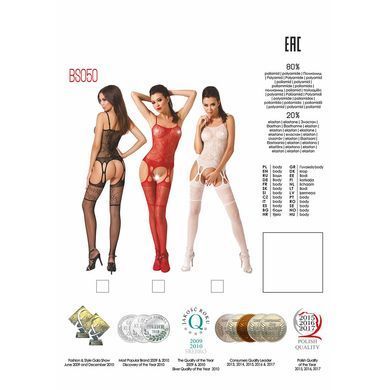 Бодистокинг Passion BS050 white, комбинезон, имитация чулок и пояса PBS050W фото