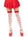 Чулки Leg Avenue Polka Dot Mushroom Thigh Highs, One Size, бело-красные, на резинке, рисунок &mdash; грибы SX1044 фото 1