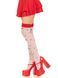 Чулки Leg Avenue Polka Dot Mushroom Thigh Highs, One Size, бело-красные, на резинке, рисунок &mdash; грибы SX1044 фото 4