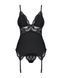 Сатиновий мереживний корсет Obsessive 810-COR-1 babydoll & thong S/M, чорний, корсет, танга SO7156 фото 5