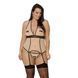Корсет с пажами Passion VIENA CORSET 6XL/7XL, beige, контрастный, бантики, вставка-сетка, стринги SO7114 фото 1