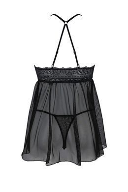 Пеньюар Passion KERRIA CHEMISE black, S/M, кружевной верх, трусики в комплекте SX0489 фото