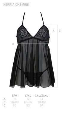 Пеньюар Passion KERRIA CHEMISE black, S/M, кружевной верх, трусики в комплекте SX0489 фото