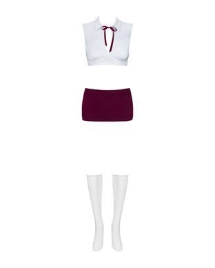 Эротический костюм студентки Obsessive Student 4 pcs costume L/XL, топ, юбка, стринги, гольфы SO7732 фото