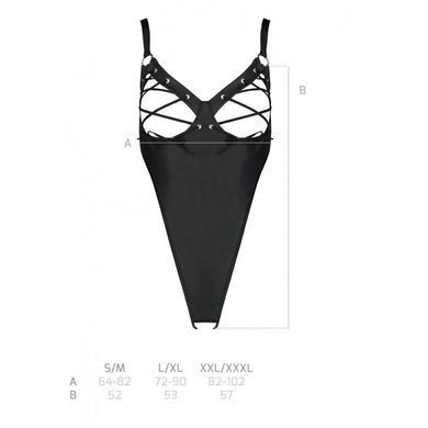 Боди из экокожи Passion CELINE BODY XXL/XXXL, black, с доступом, открытый SO6405 фото