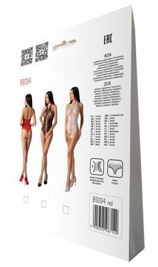 Бодістокінг з імітацією корсетної шнурівки Passion BS094 One Size, red, квітковий візерунок, з досту SO8924 фото